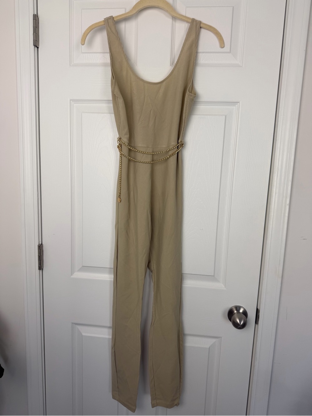 WeWoreWhat Sleeveless Ribbed Scoop-Neck Jumpsuit in Cream - Picture 2 of 4